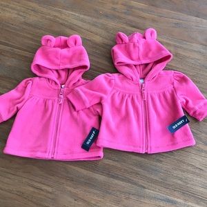Twin baby girls bear hoodies new w tags